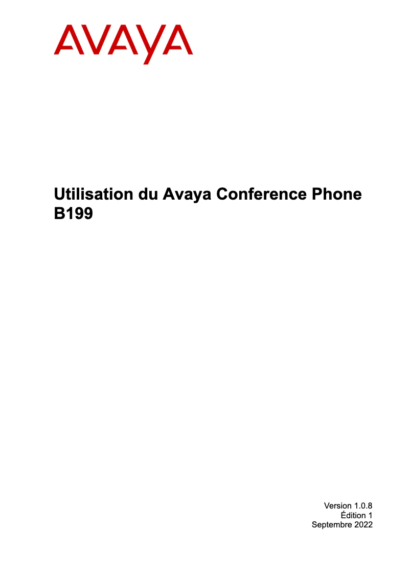 Page 1 de la notice Manuel utilisateur Avaya B109