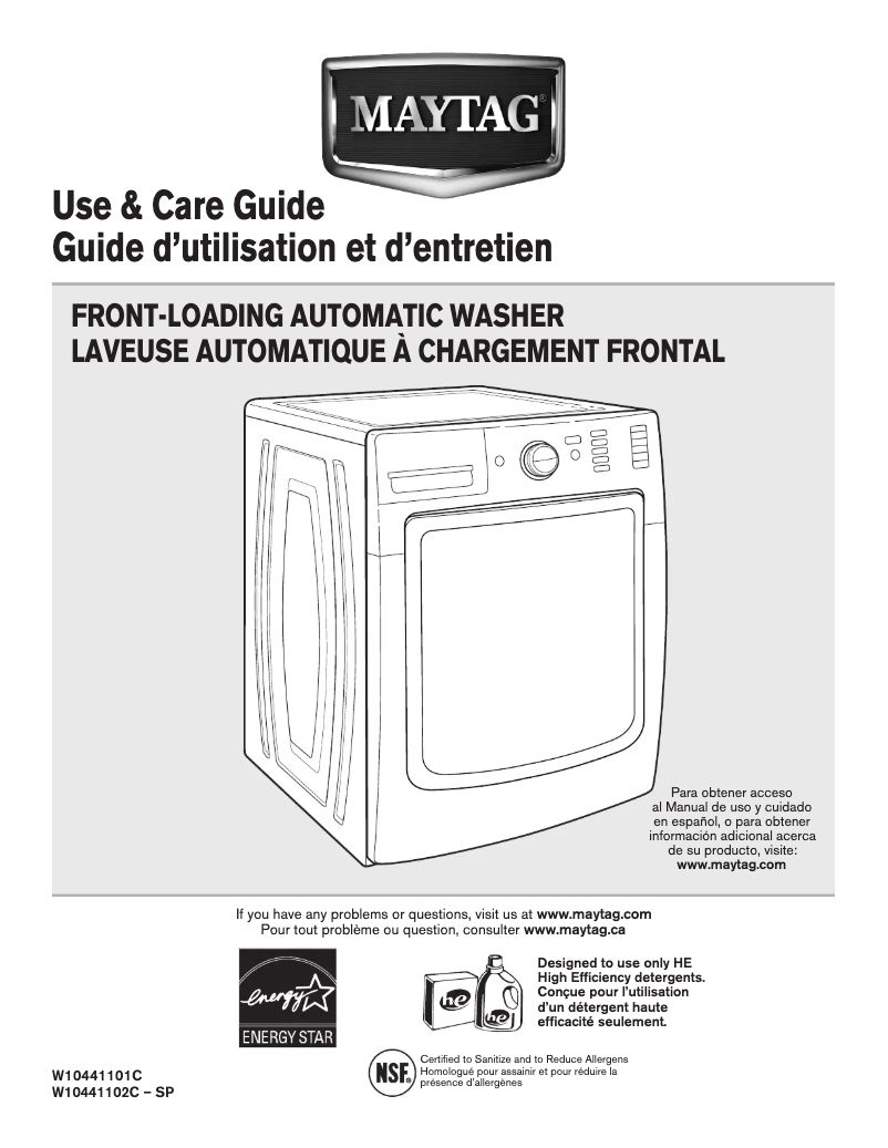 Page n°1 - Manuel utilisateur Maytag MHW8000AW Maxima XL