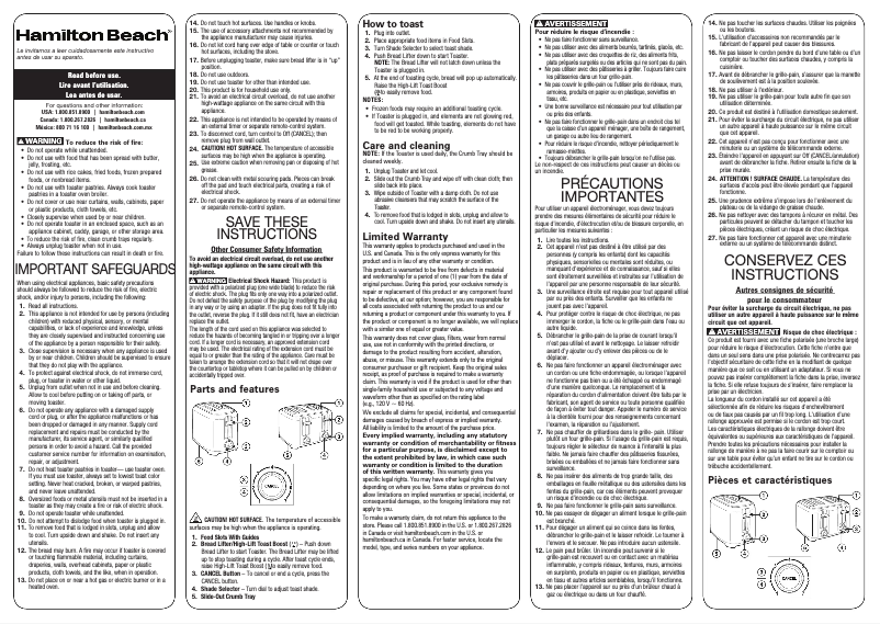 Image de la première page du manuel de l'appareil 22218