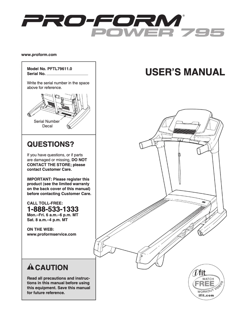 Image de la première page du manuel de l'appareil Power 795