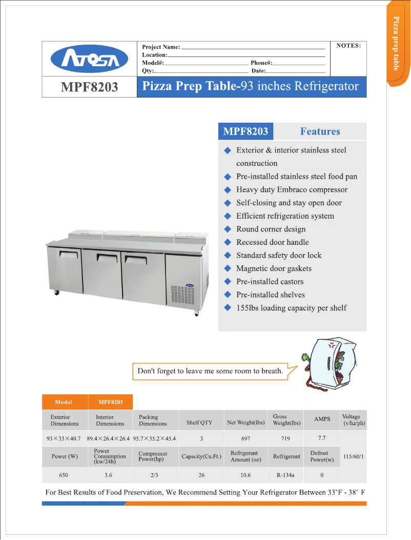 Page n°1 - Manuel d'utilisation et d'entretien Atosa MPF8203