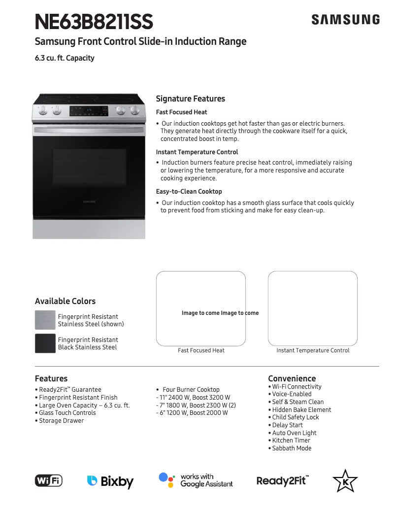 Page 1 de la notice Fiche technique Samsung NE63B8211SS