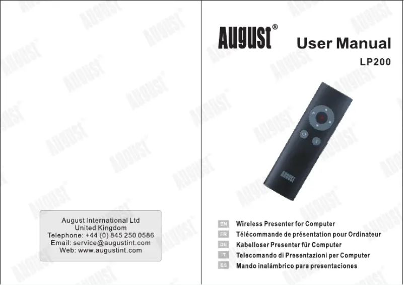 Page 1 de la notice Manuel utilisateur August LP200