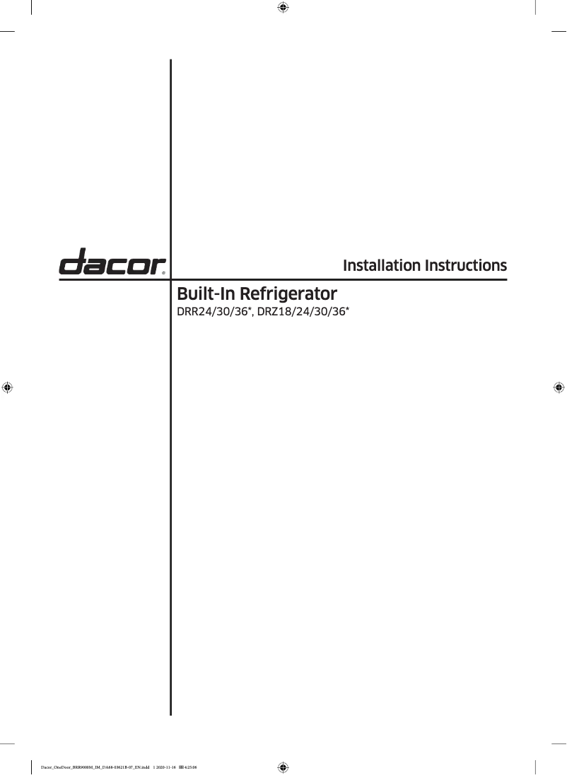Page n°1 - Manuel utilisateur Dacor RAC24AMRHMS