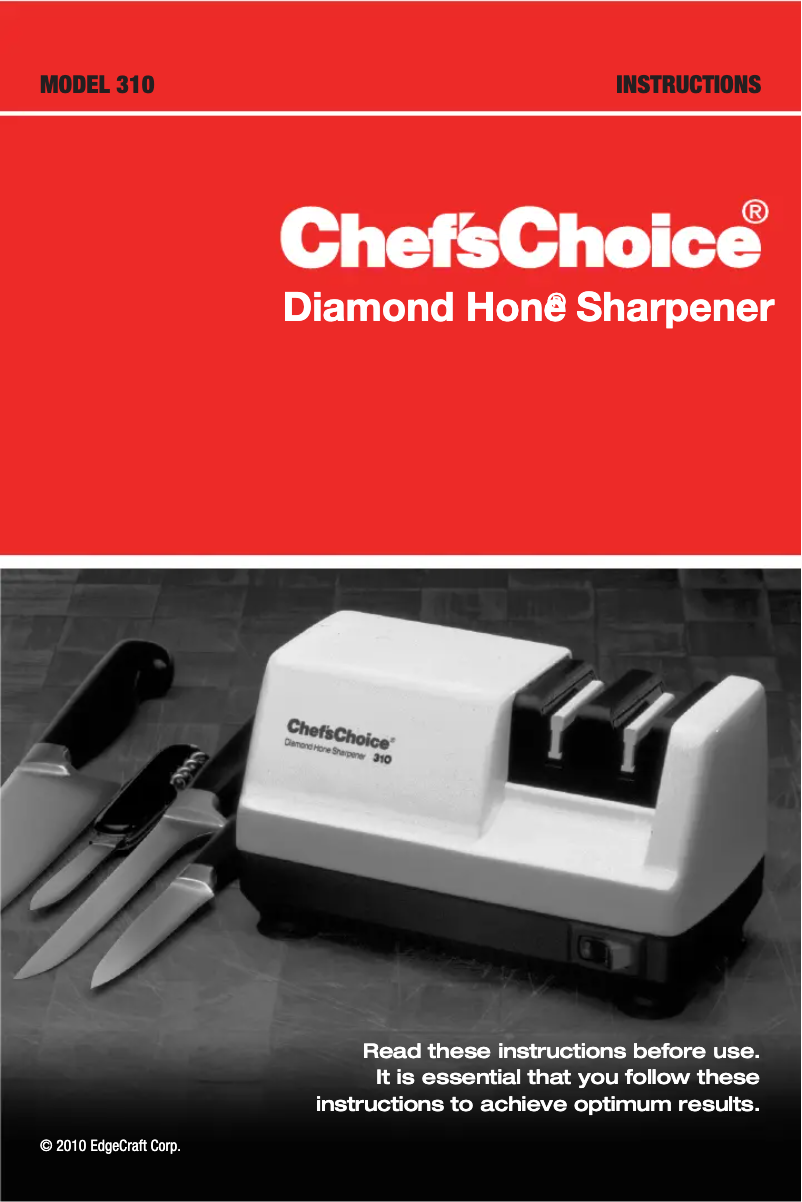 Imagen de la primera página del manual del dispositivo Diamond Hone Sharpener 310
