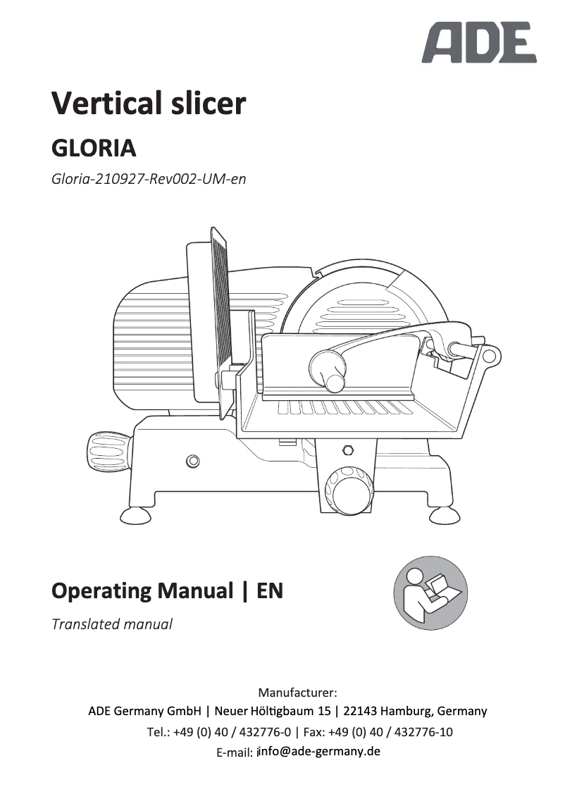 Page 1 de la notice Manuel utilisateur ADE Gloria 250-230