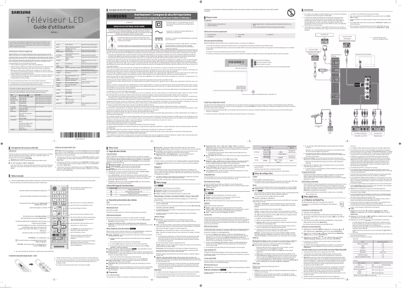 Page 1 de la notice Manuel utilisateur Samsung UA49M5000AR