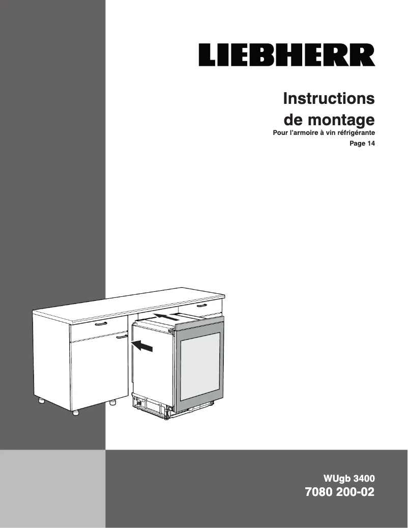 Page 1 de la notice Guide d'installation Liebherr WUGB-3400