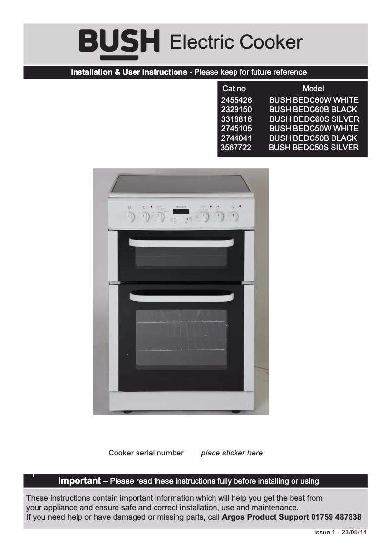 Page 1 de la notice Manuel utilisateur Bush BEDC50W