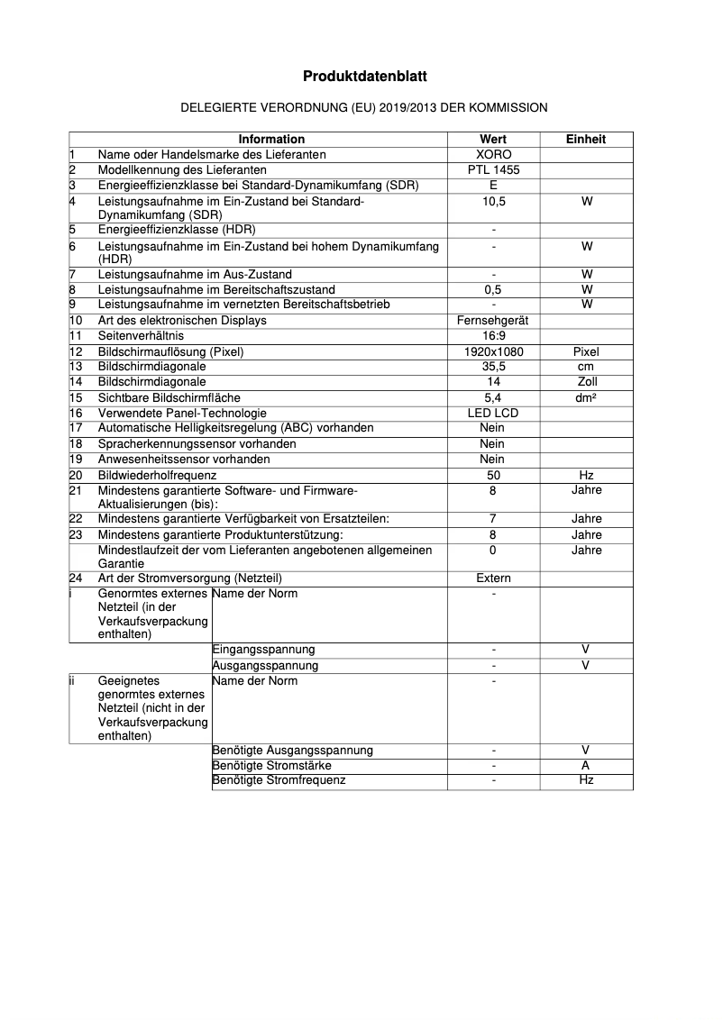 Image de la première page du manuel de l'appareil PTL 1455