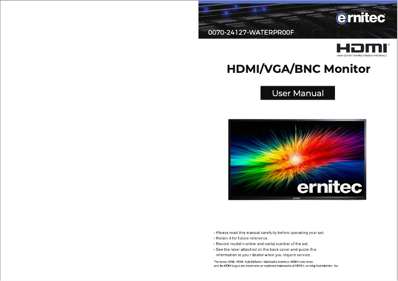 Page 1 de la notice Manuel utilisateur Ernitec 0070-24127-WATERPROOF