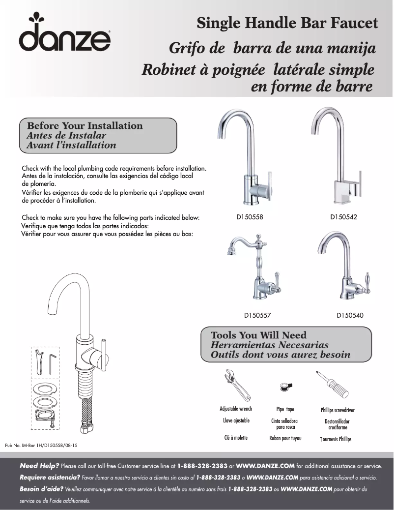 Page 1 de la notice Manuel utilisateur Danze D150558