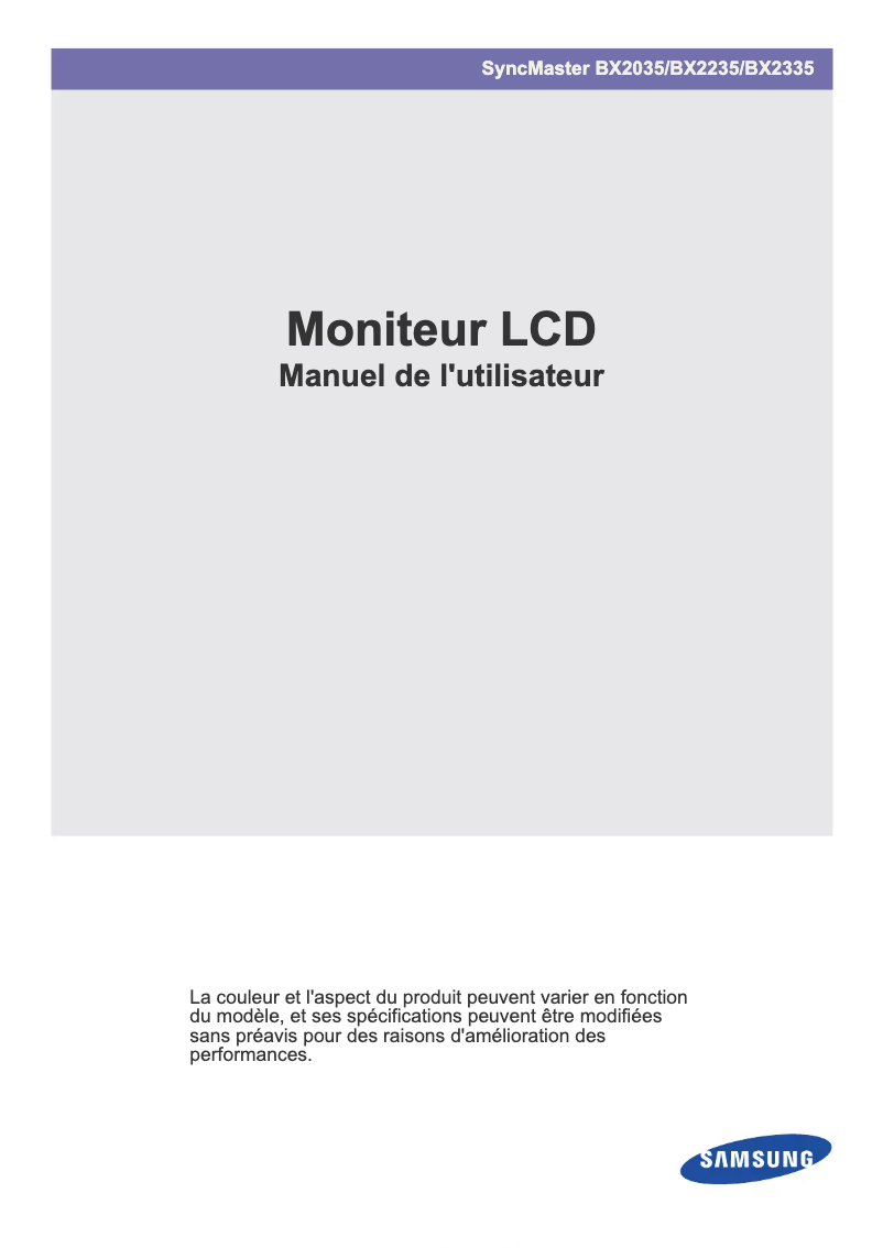 Page 1 de la notice Manuel utilisateur Samsung SyncMaster BX2335