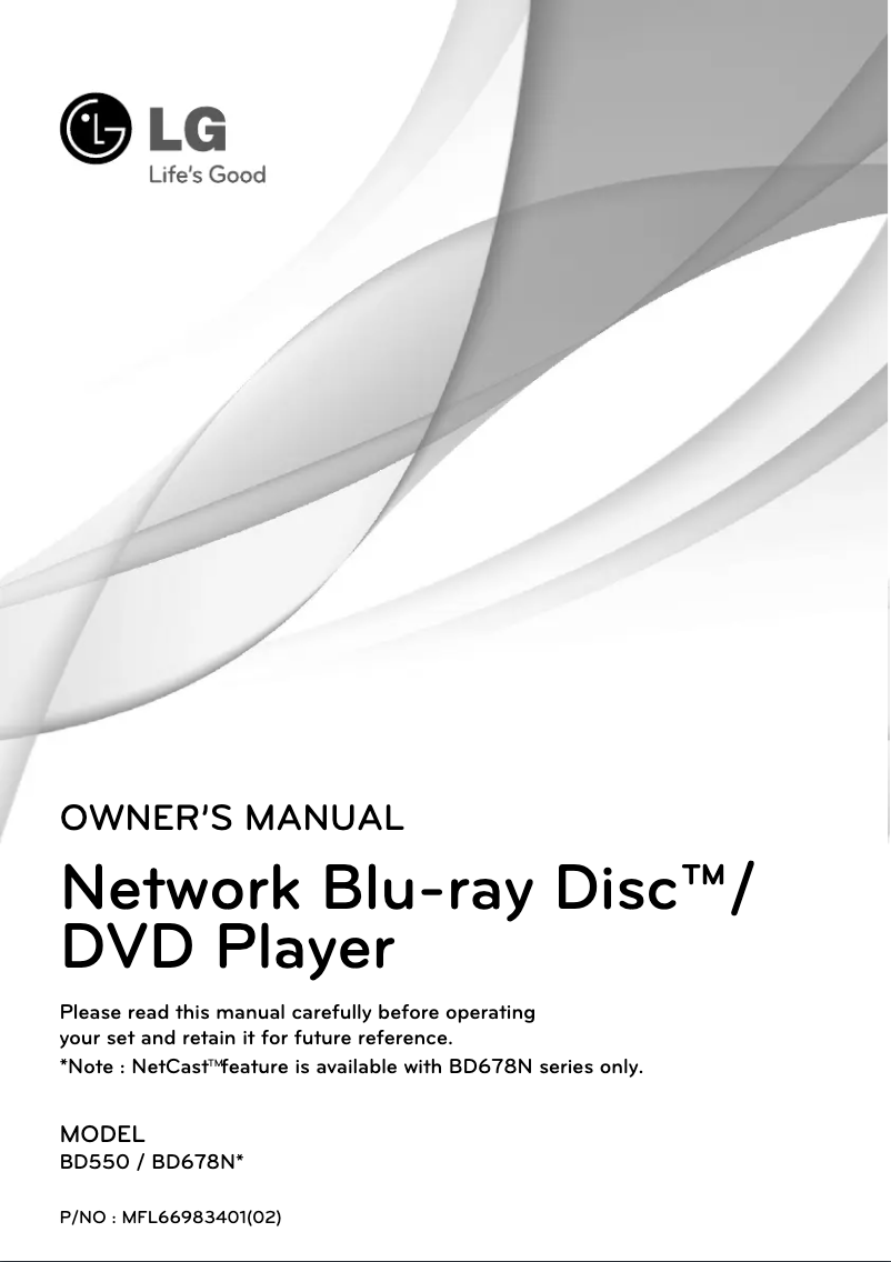 Page 1 de la notice Manuel utilisateur LG BD678N