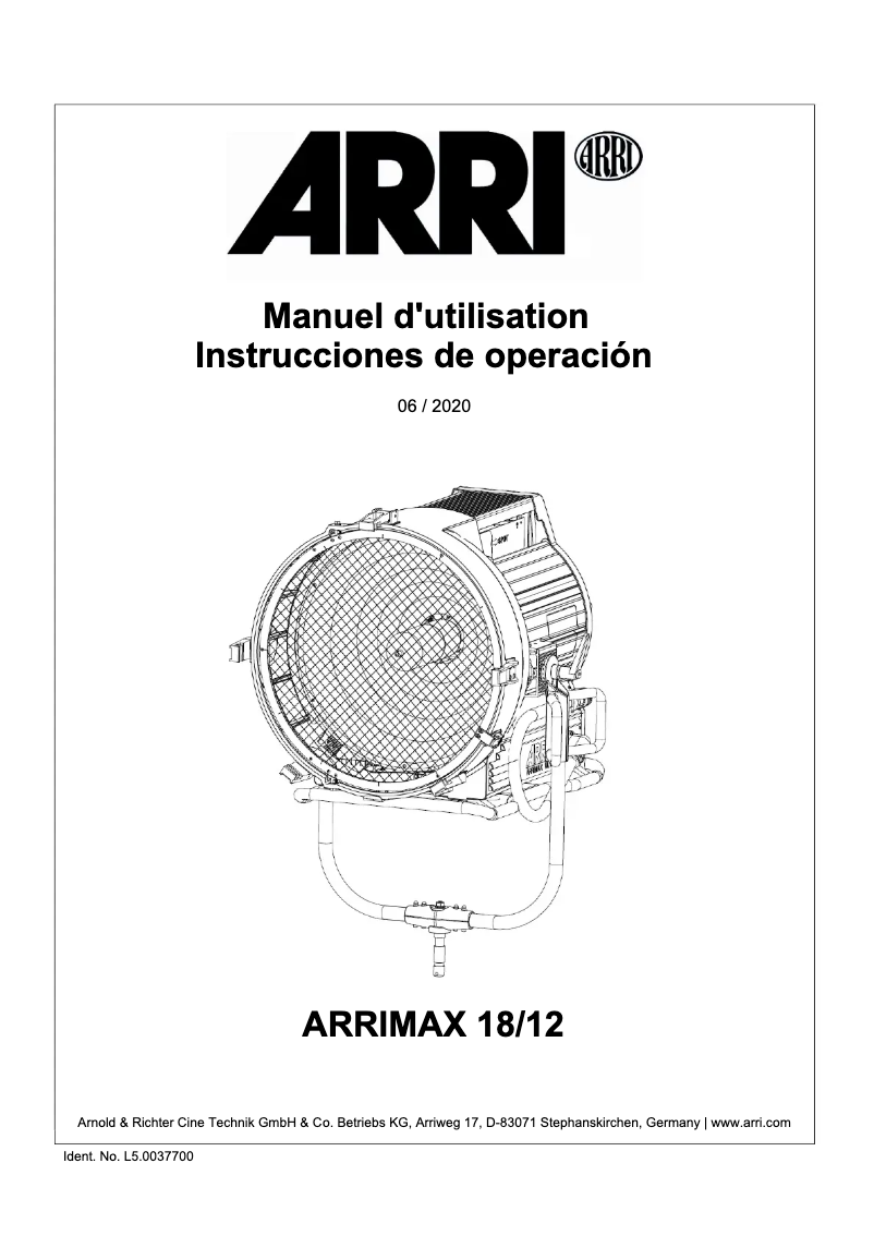 Imagen de la primera página del manual del dispositivo ARRIMAX 18-12