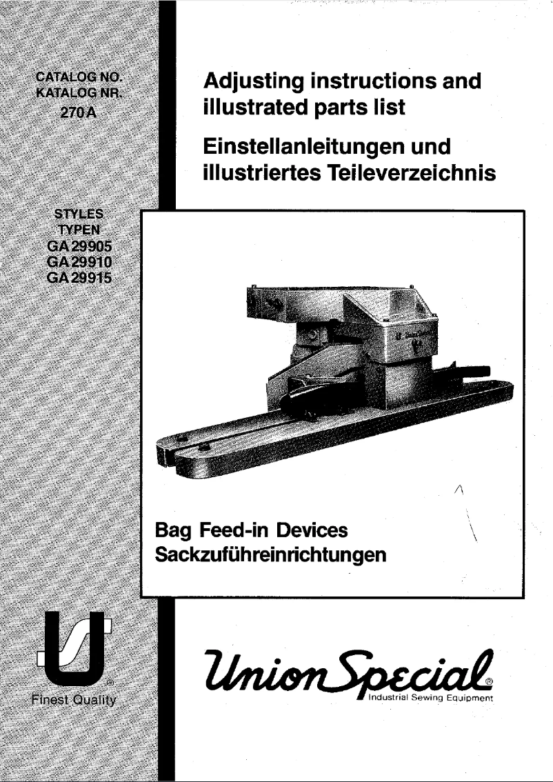 Page 1 de la notice Manuel utilisateur Union Special GA29910