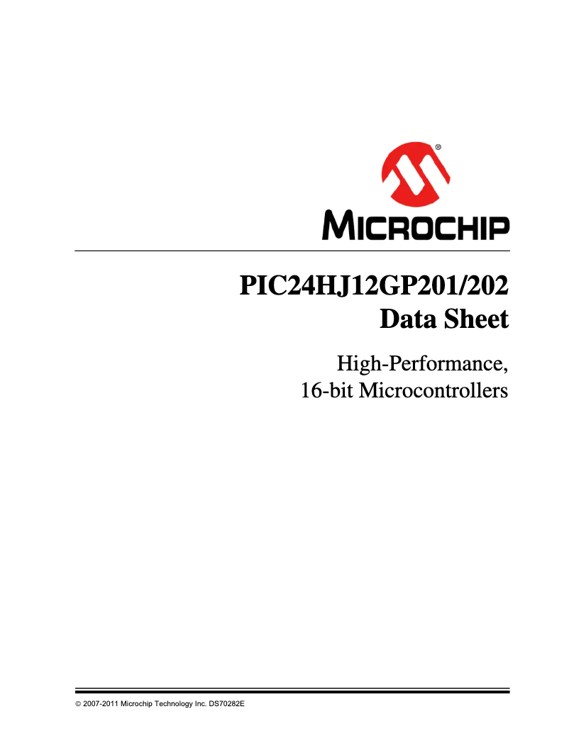 Page 1 de la notice Fiche technique Microchip PIC24HJ12GP202