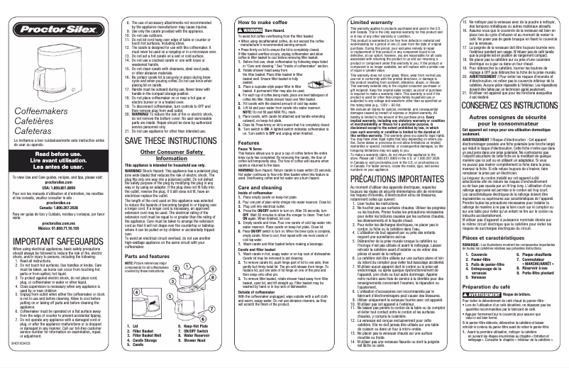 Page n°1 - Manuel utilisateur Proctor Silex 48351