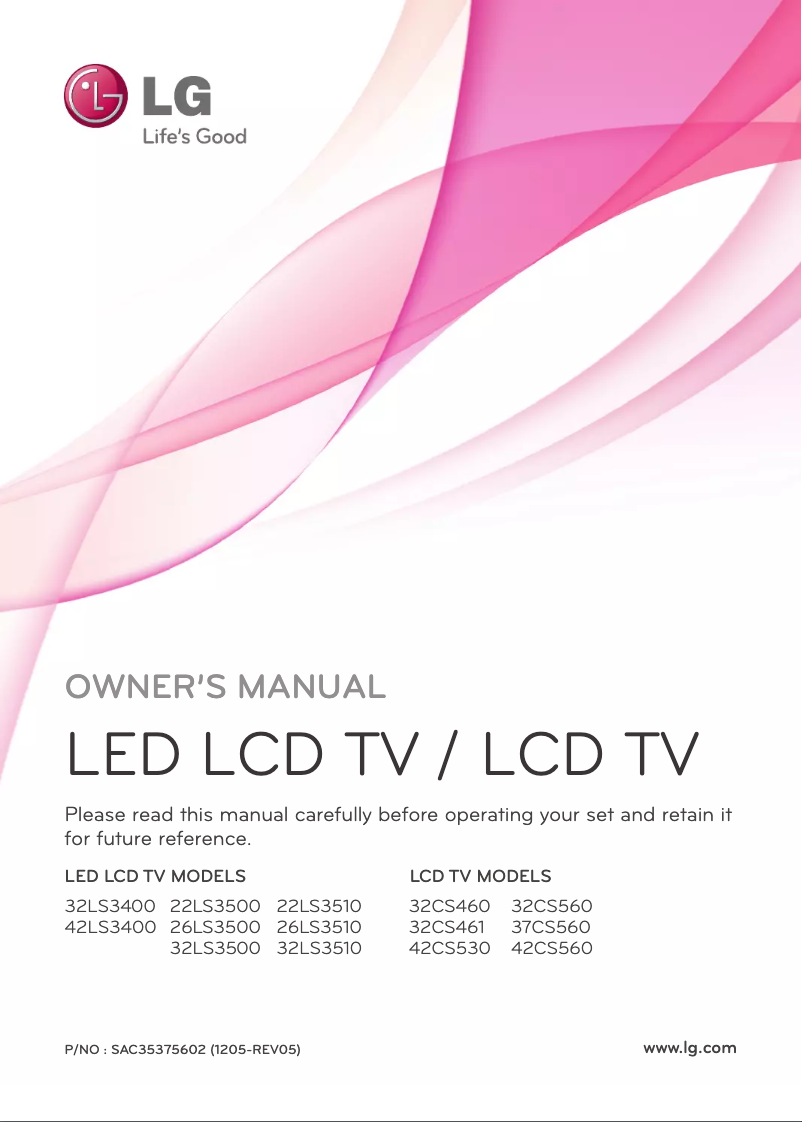 Page 1 de la notice Manuel utilisateur LG 42CS530