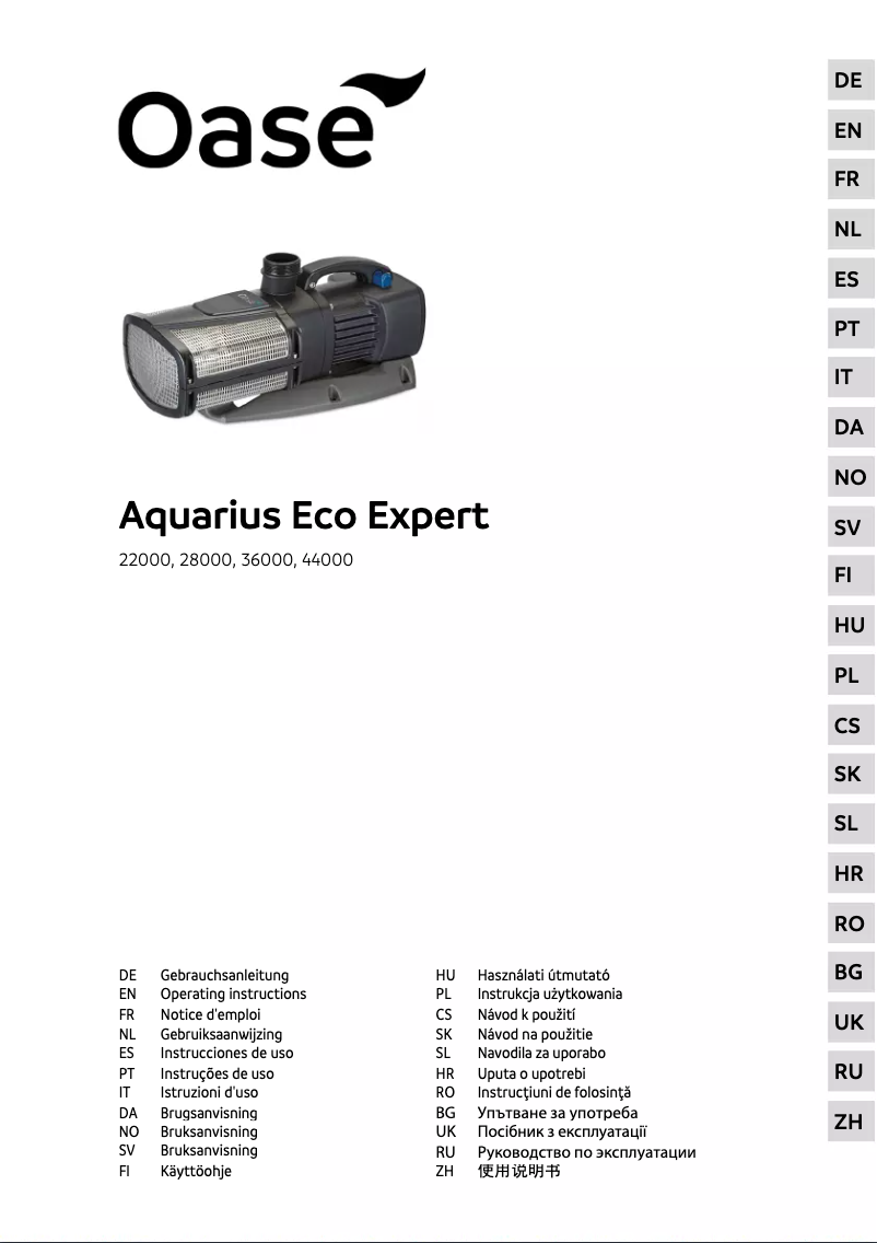 Image de la première page du manuel de l'appareil Aquarius Eco Expert 28000