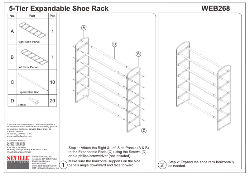Page 1 de la notice Manuel utilisateur Seville Classics WEB268