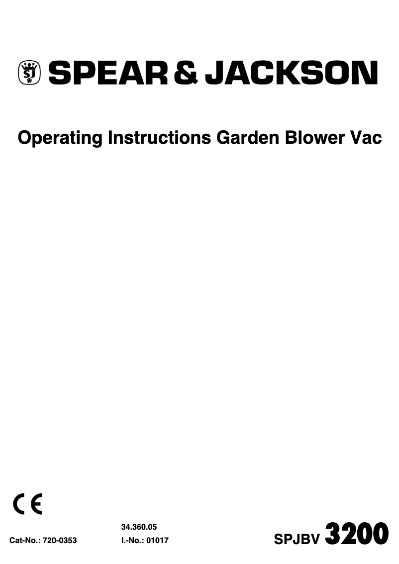 Image de la première page du manuel de l'appareil SPJBV 3200