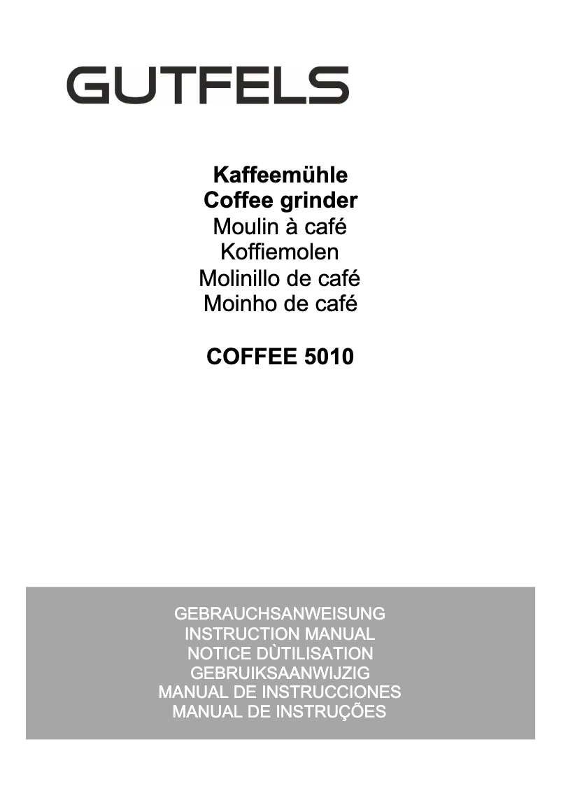 Page 1 de la notice Manuel utilisateur GUTFELS COFFEE 5010