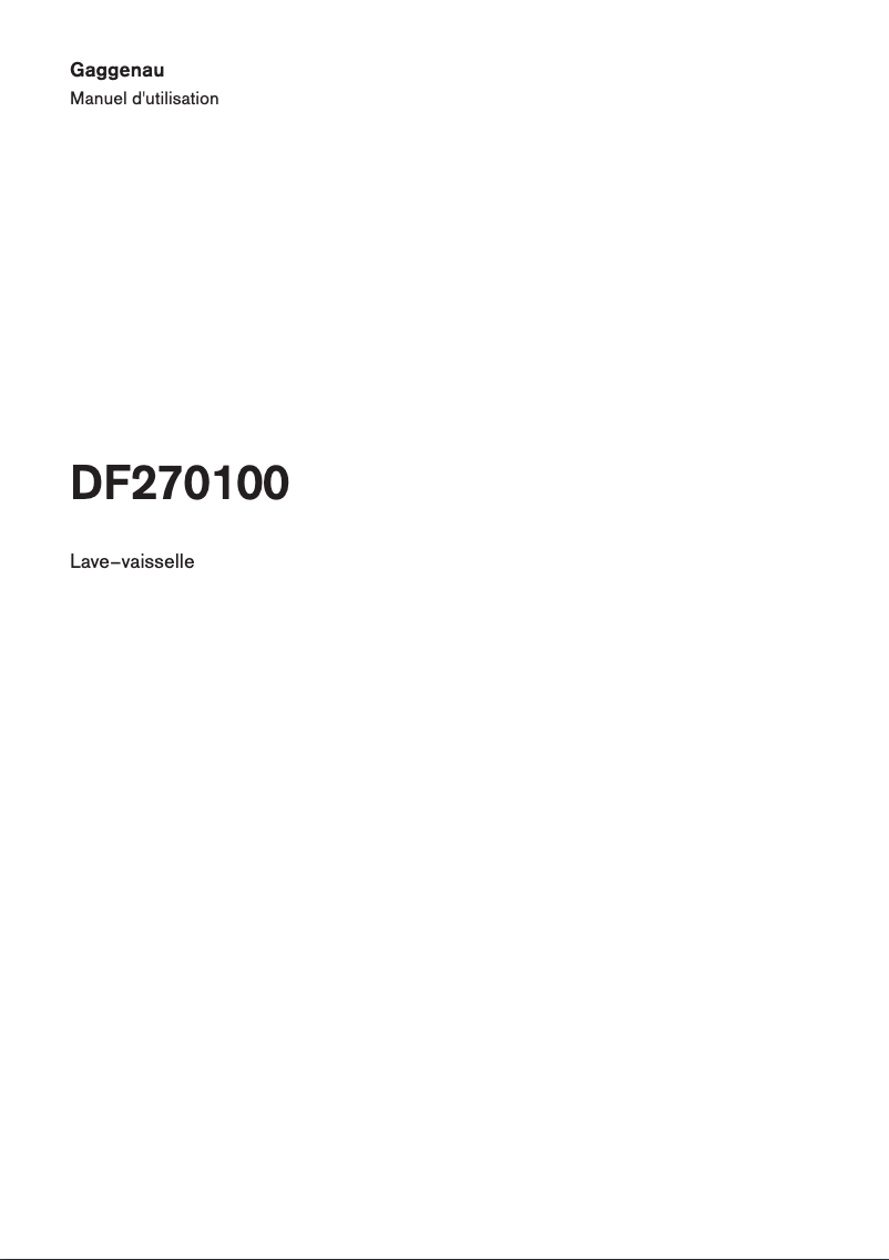 Page n°1 - Manuel utilisateur Gaggenau DF270100