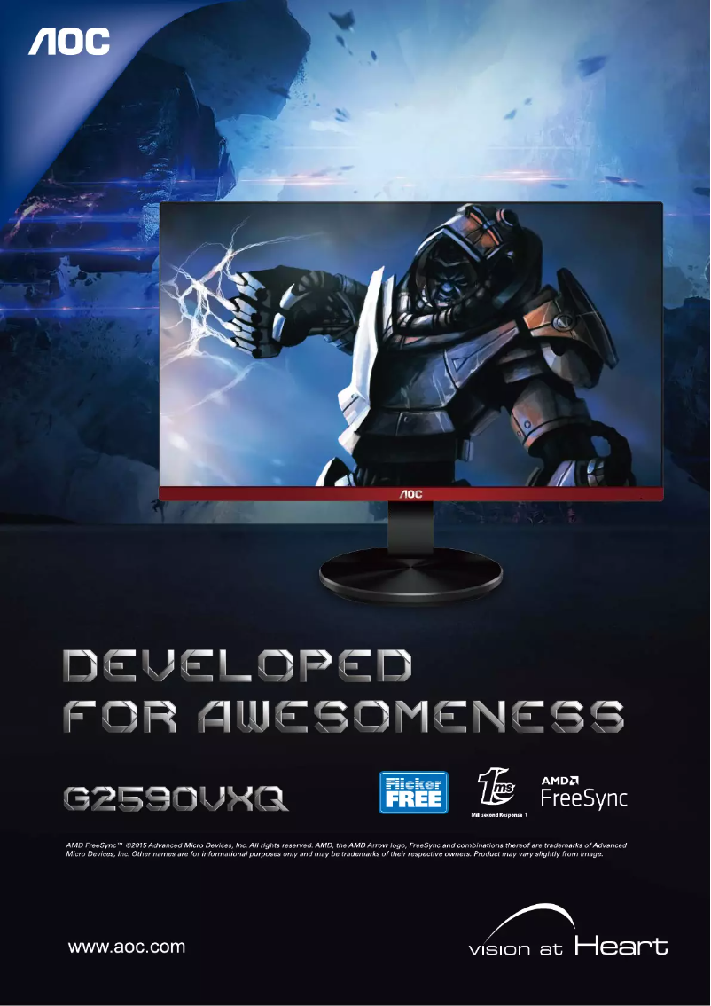 Page 1 de la notice Catalogue AOC G2590VXQ