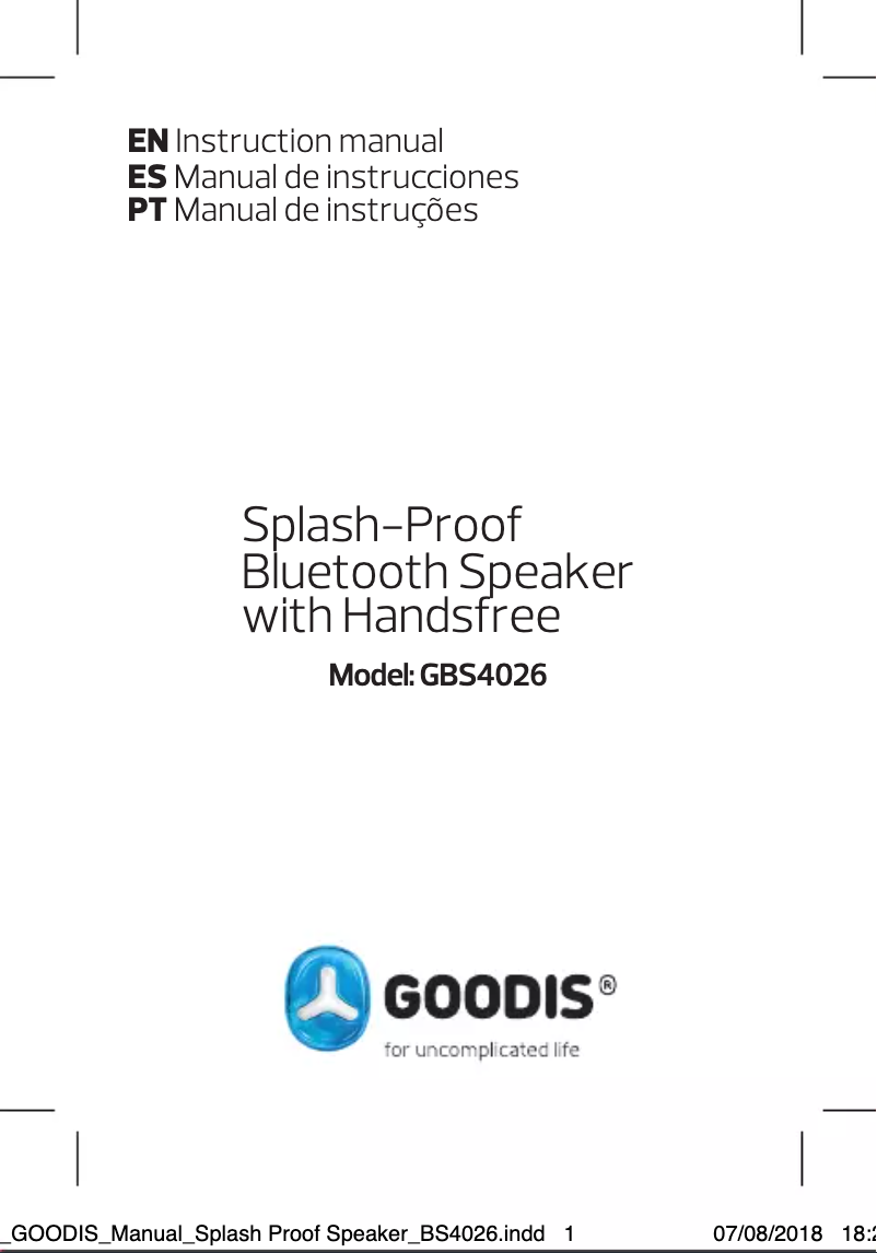 Page 1 de la notice Manuel utilisateur Goodis GBS4786