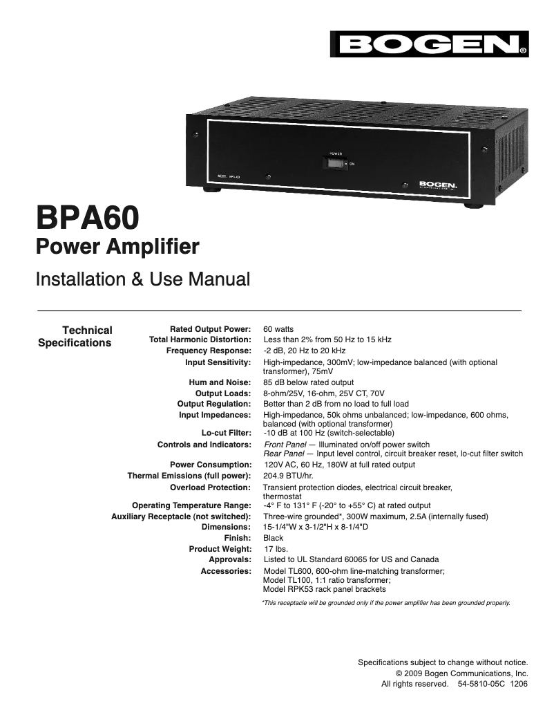 Image de la première page du manuel de l'appareil BPA60