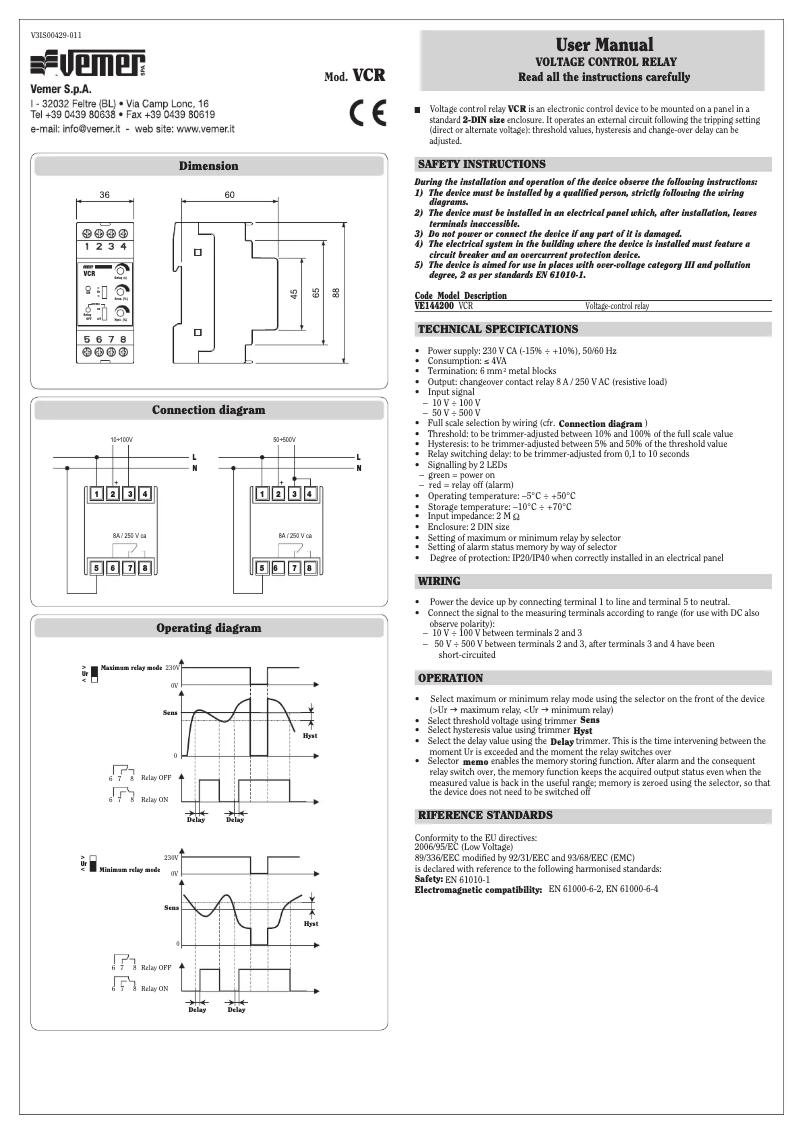 Image de la première page du manuel de l'appareil VCR