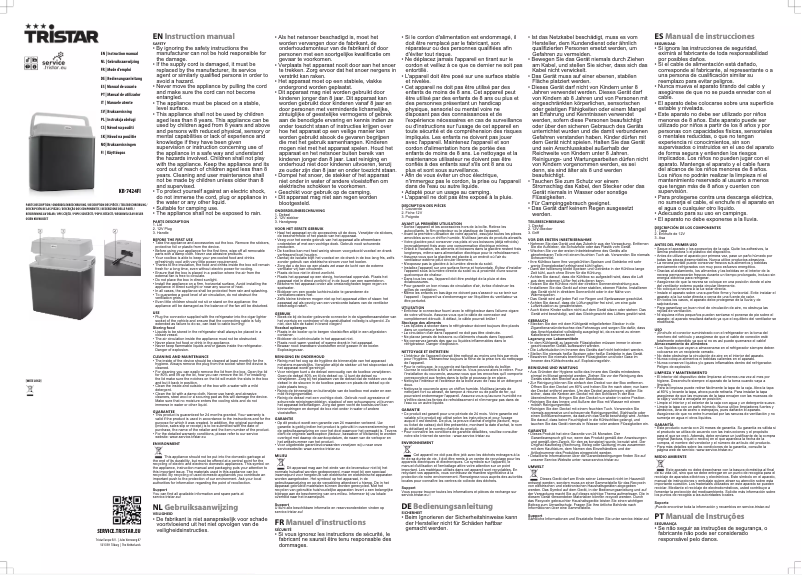 Page n°1 - Manuel utilisateur TriStar KB-7424FI