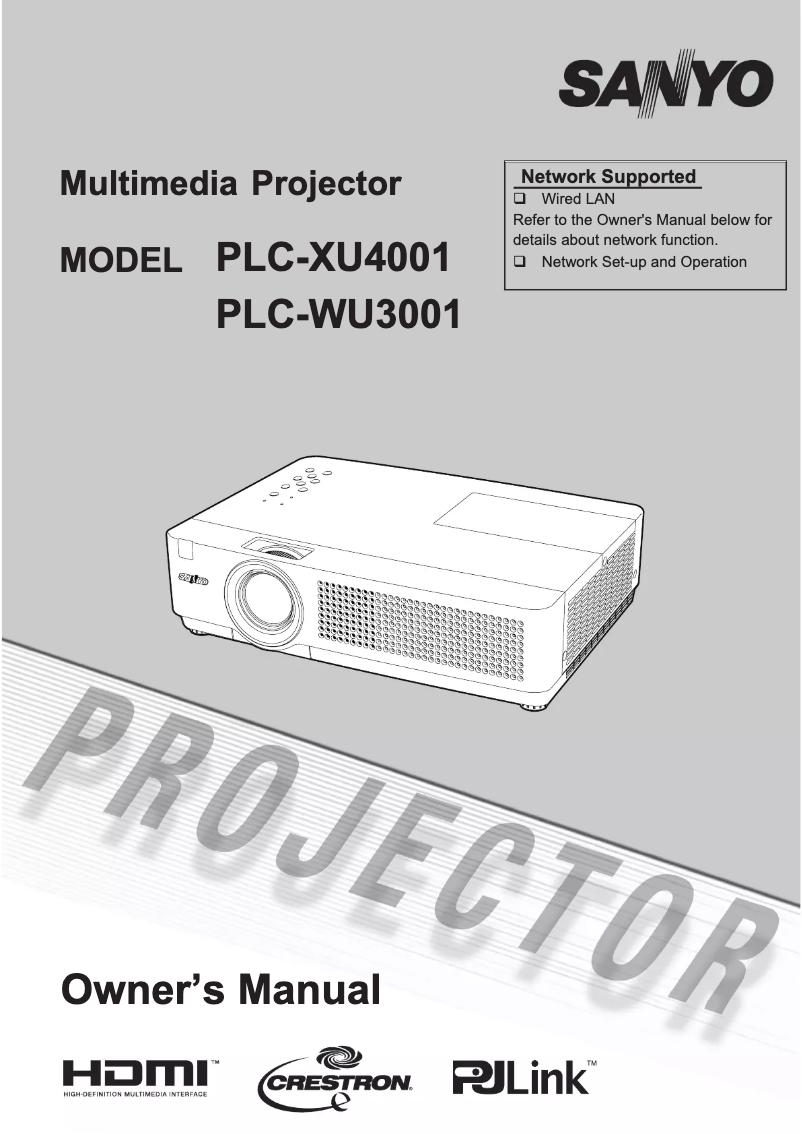 Page n°1 - Manuel utilisateur Sanyo PLC-WU3001