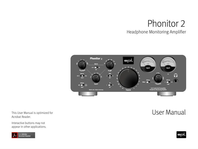 Page 1 de la notice Manuel utilisateur SPL Phonitor 2