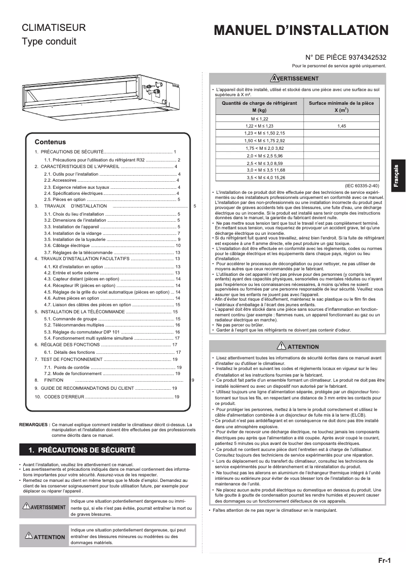 Image de la première page du manuel de l'appareil ARXG09KLLAP