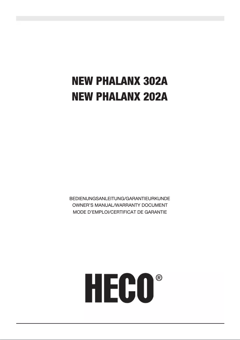 Page 1 de la notice Manuel utilisateur Heco New Phalanx 302A