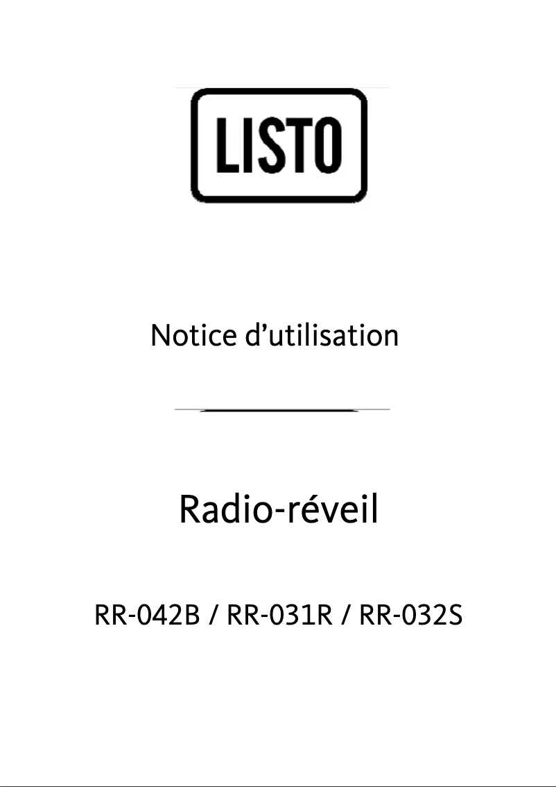 Page 1 de la notice Manuel utilisateur Listo RR-031R