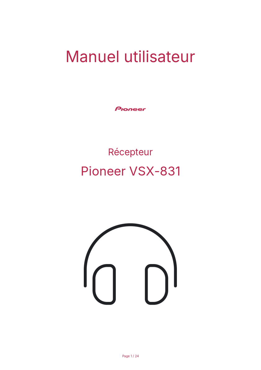 Page n°1 - Manuel utilisateur Pioneer VSX-831