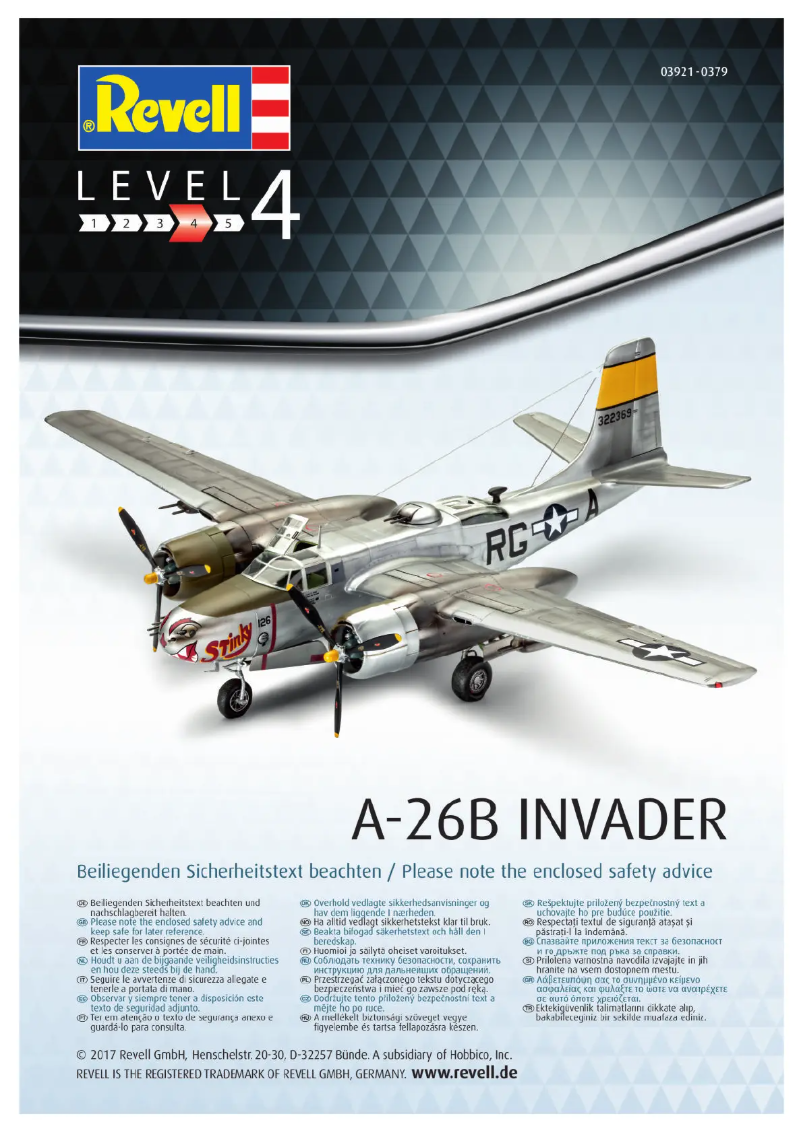 Page 1 de la notice Manuel utilisateur Revell A-26B Invader