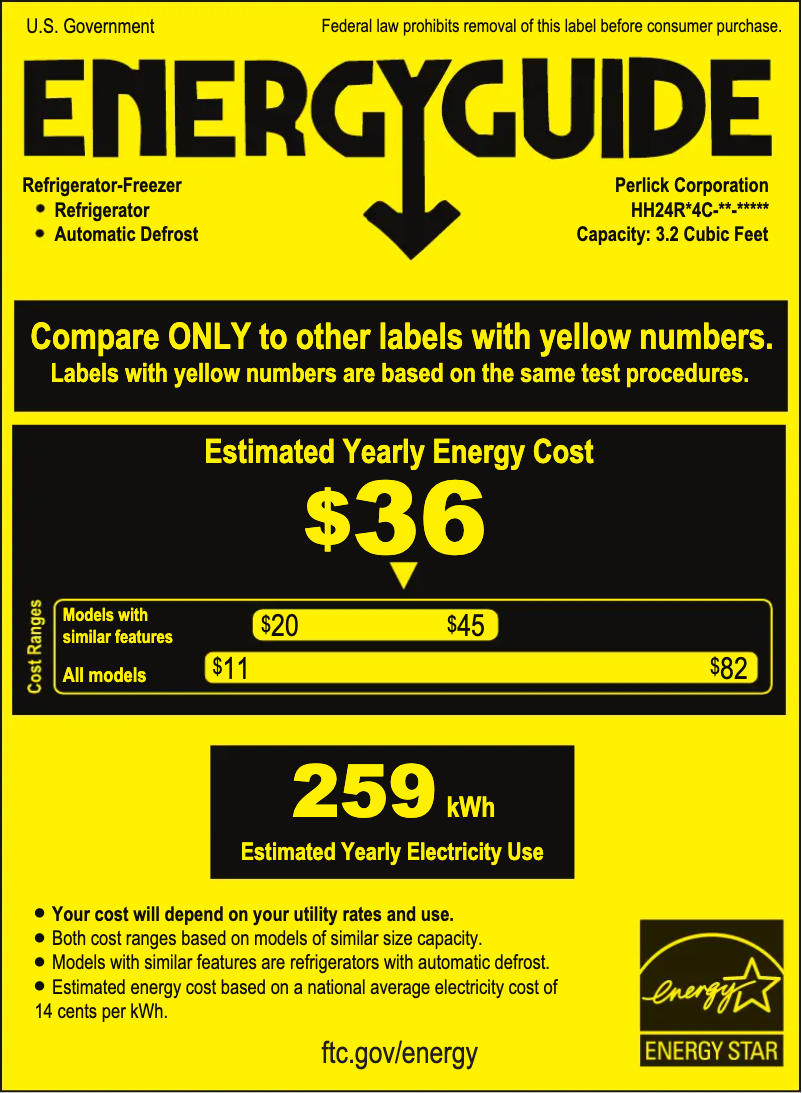Page n°1 - Label énergétique Perlick HH24RS-4-2R