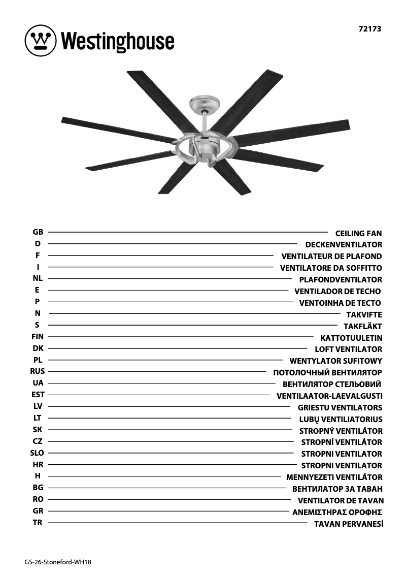 Page 1 de la notice Manuel utilisateur Westinghouse 72173