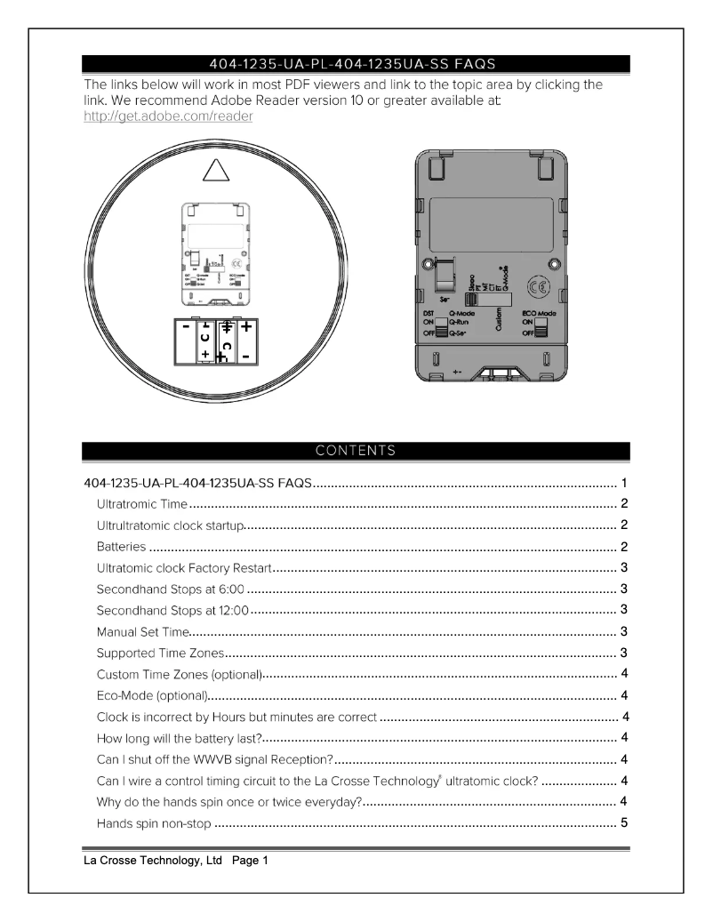 Page 1 de la notice FAQ La Crosse Technology 404-1235UA-PL