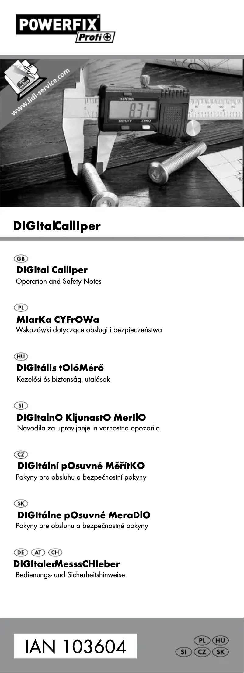 Page n°1 - Manuel utilisateur Powerfix IAN 103604