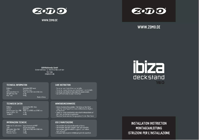 Image de la première page du manuel de l'appareil Ibiza 150