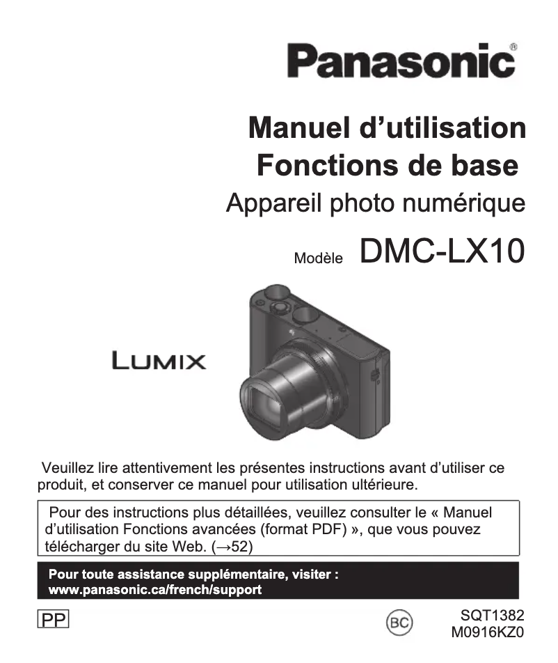 Image de la première page du manuel de l'appareil Lumix DMC-LX10