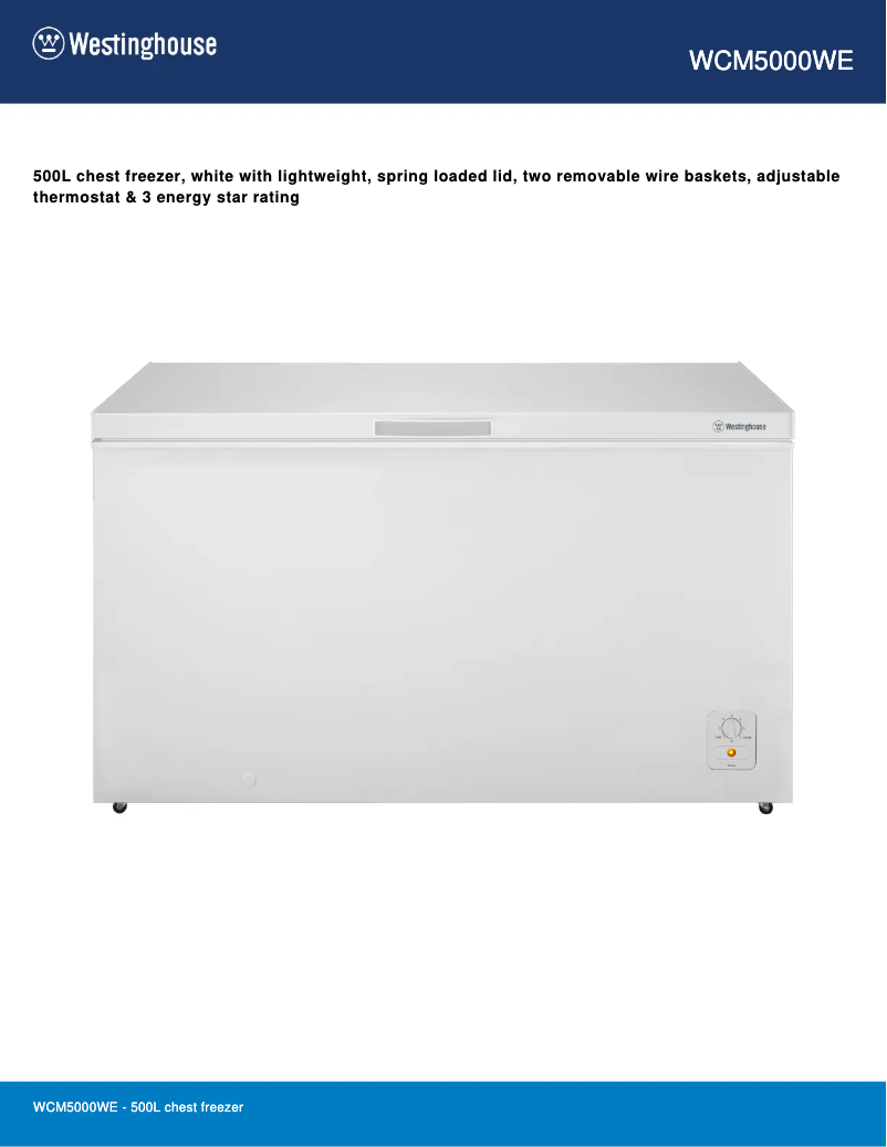 Page 1 de la notice Fiche technique Westinghouse WCM5000WE