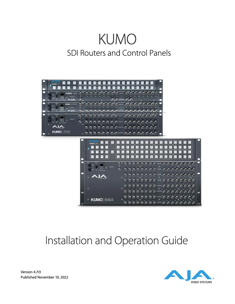 Page n°1 - Manuel utilisateur AJA KUMO 6464