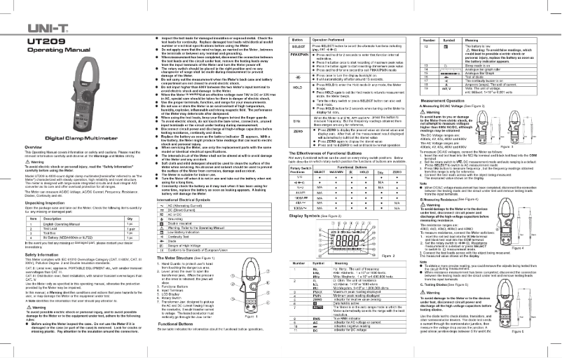 Page 1 de la notice Manuel utilisateur Uni-T UT209