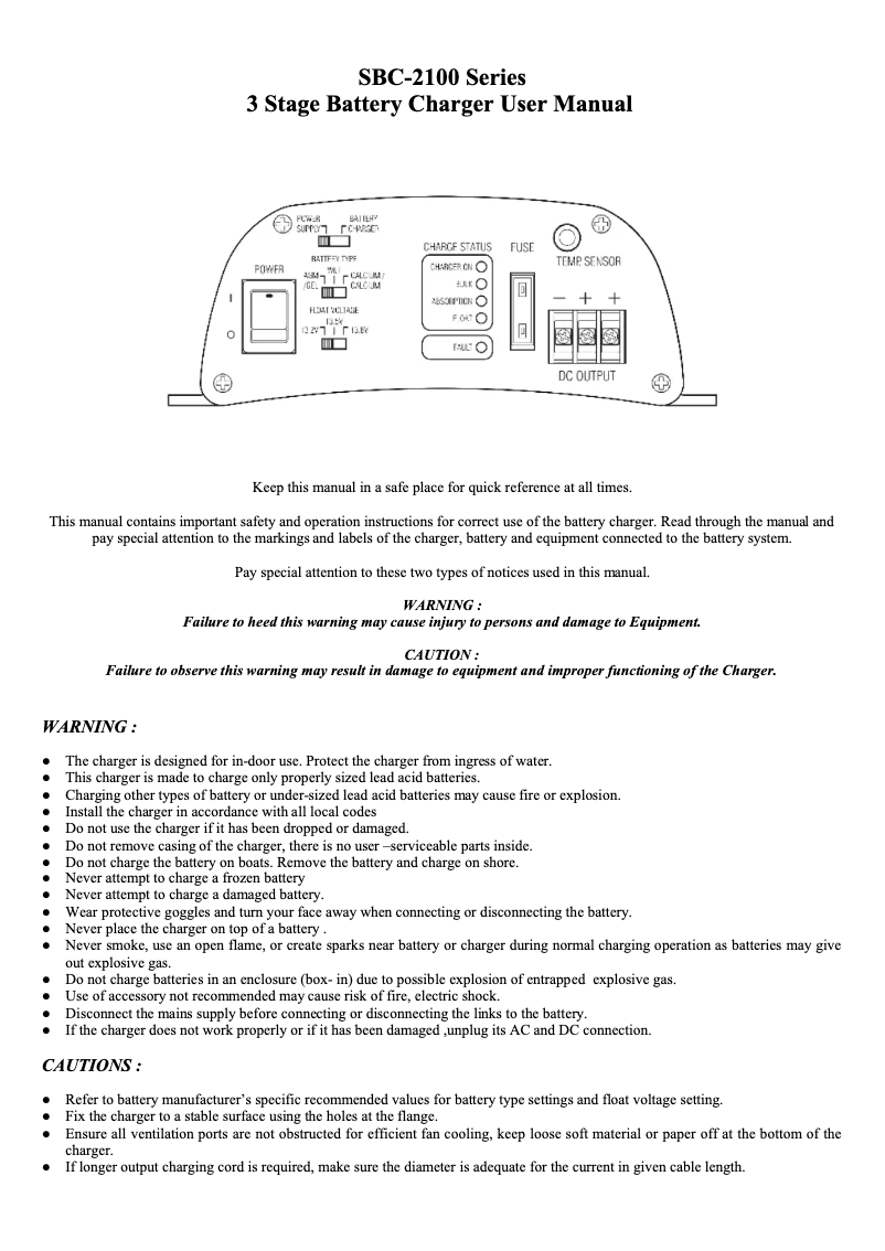 Page n°1 - Manuel utilisateur Manson SBC-2115